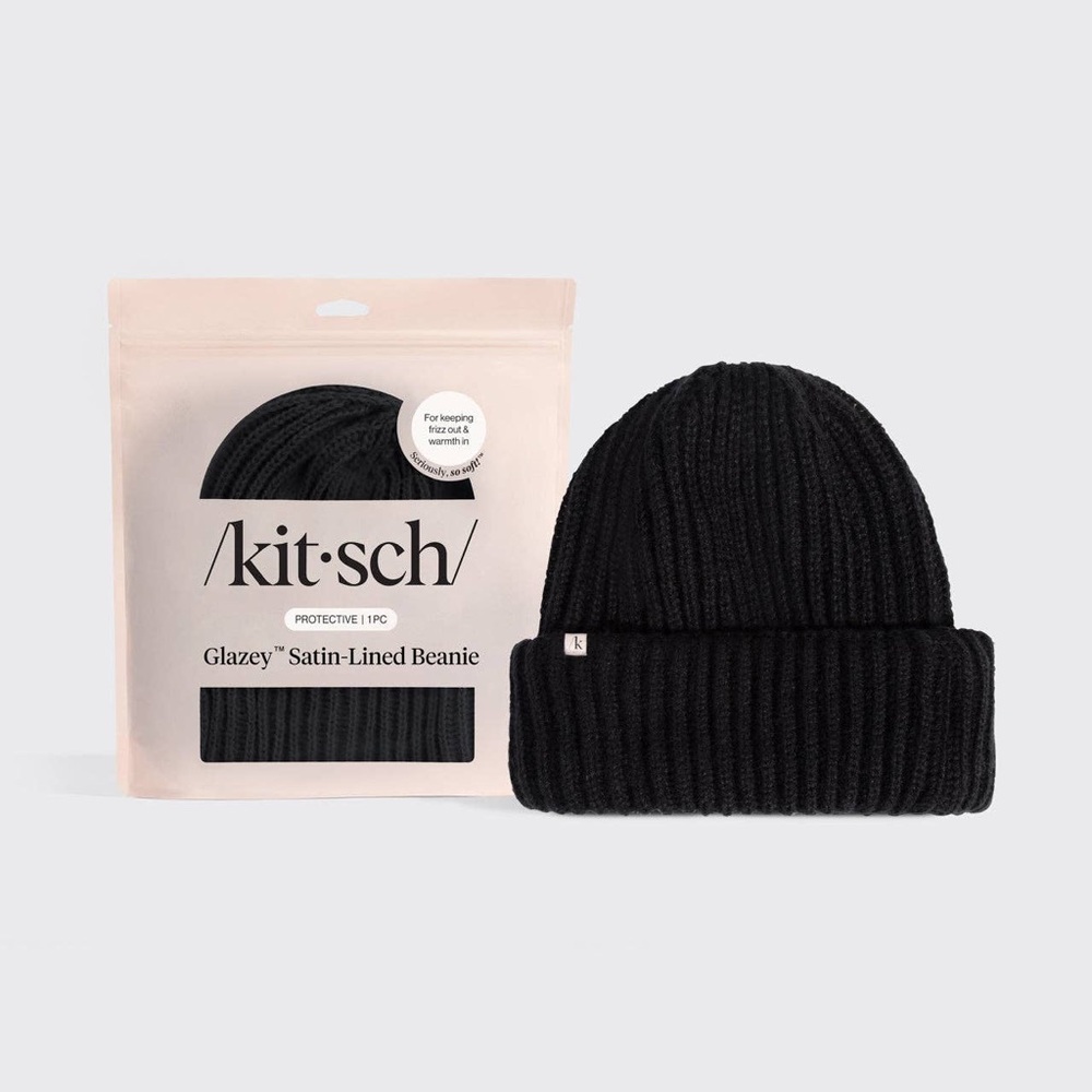 Kitsch Black Satin Lined Beanie